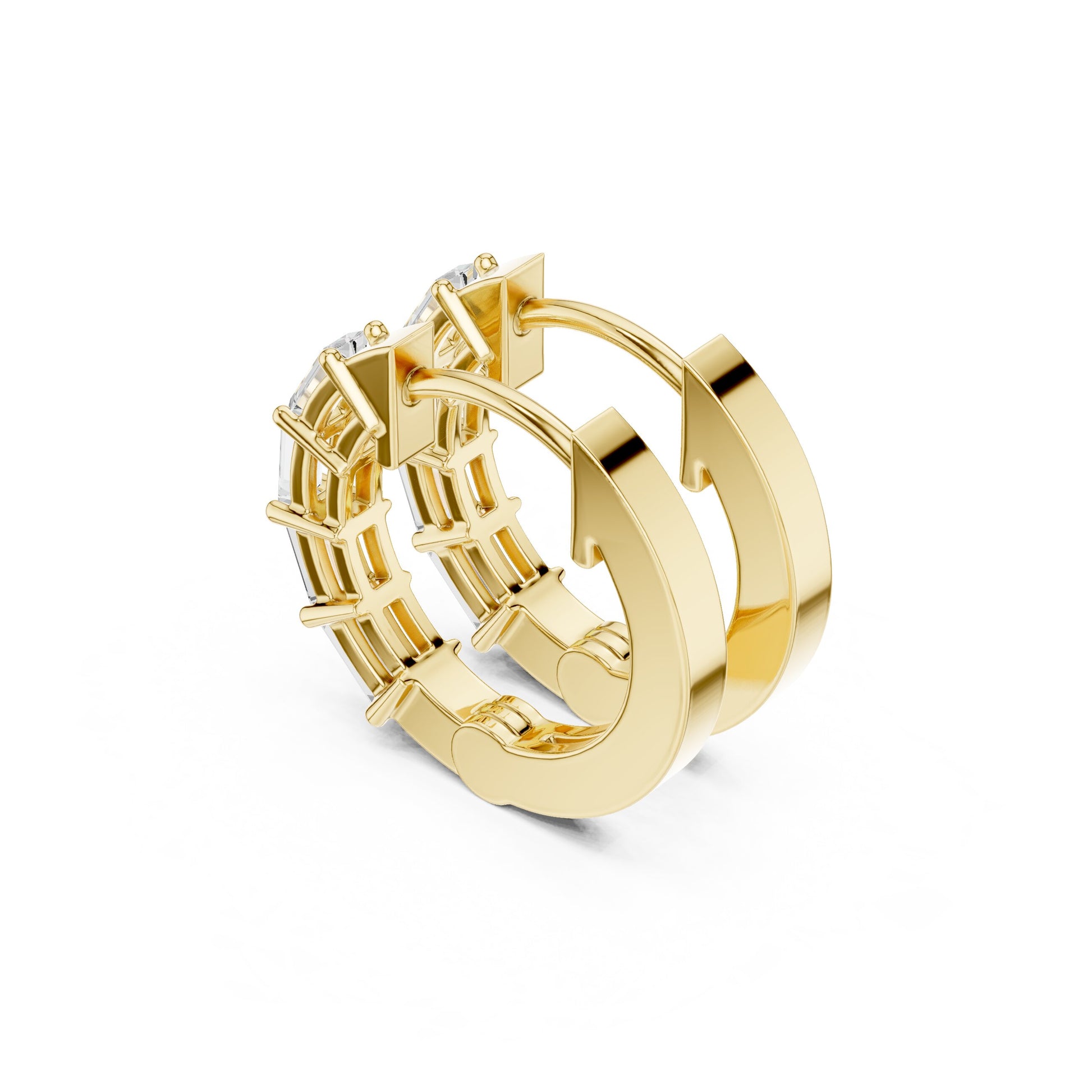 Emerald Huggie Lab Grown Diamond Earrings