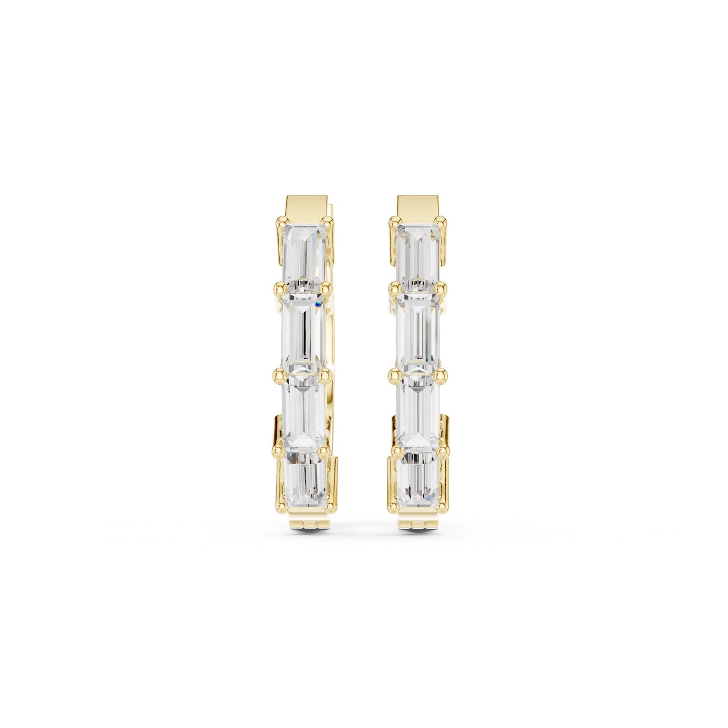 Emerald Huggie Lab Grown Diamond Earrings