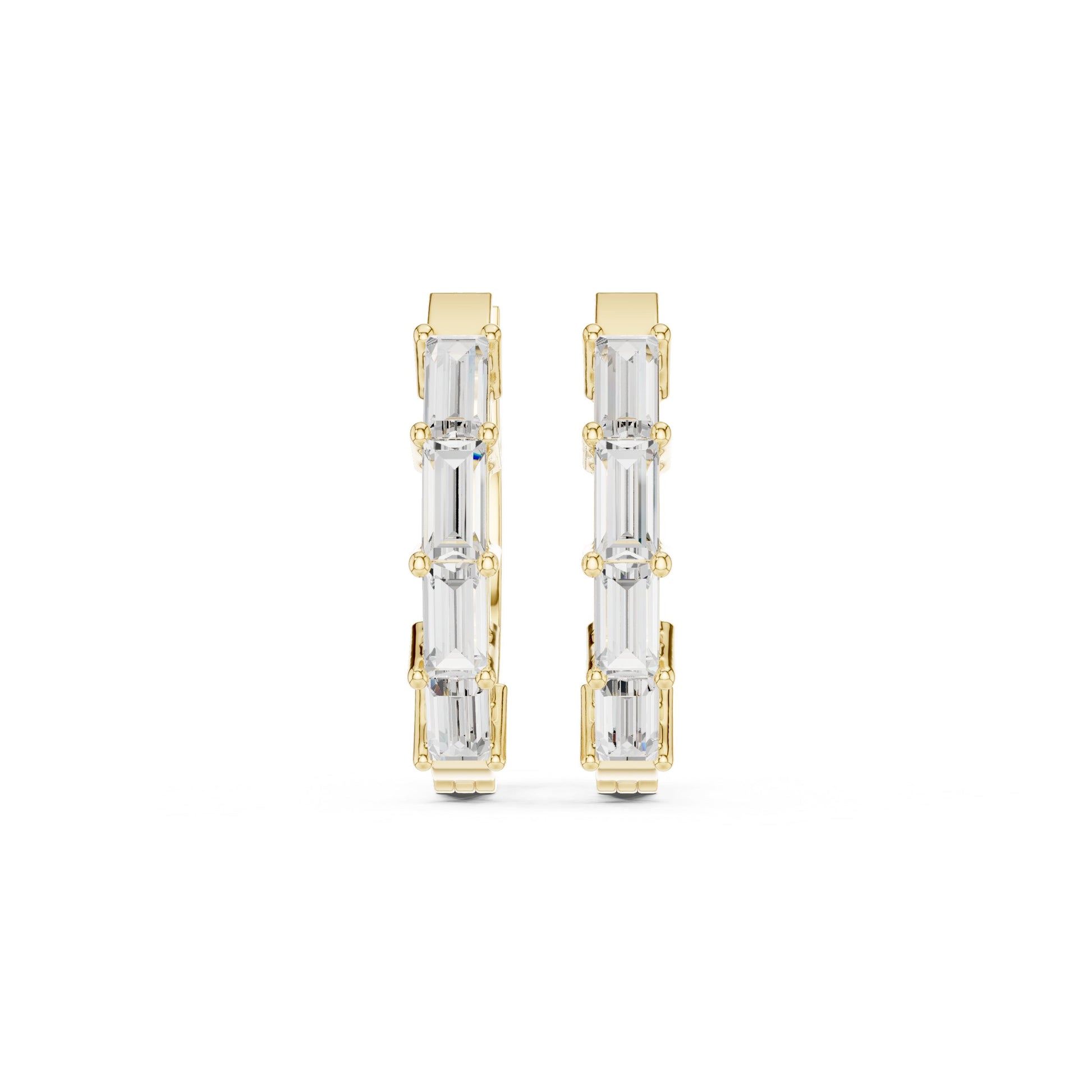 Emerald Huggie Lab Grown Diamond Earrings
