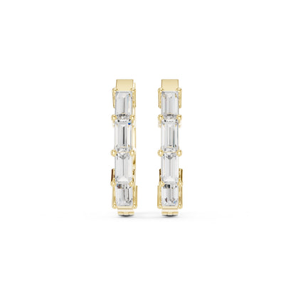Emerald Huggie Lab Grown Diamond Earrings