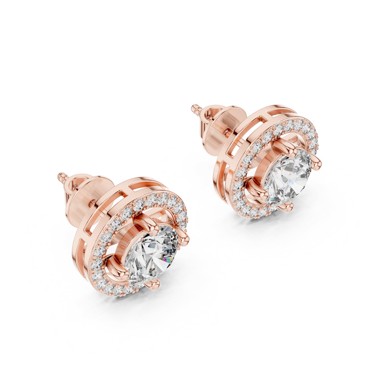 Round Stud Lab Grown Diamond Earrings