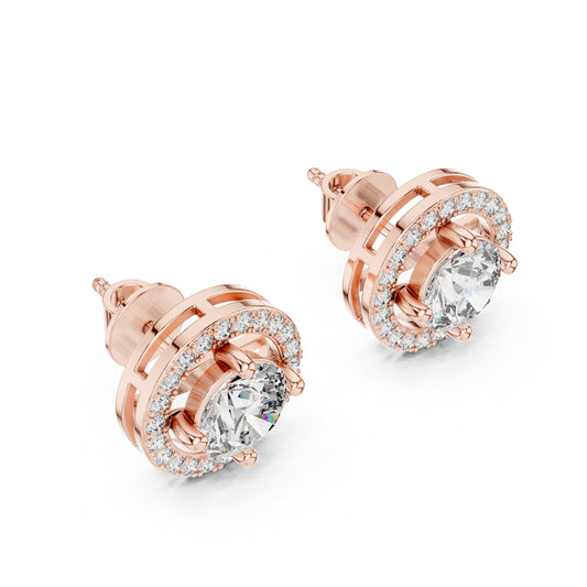 Round Stud Lab Grown Diamond Earrings