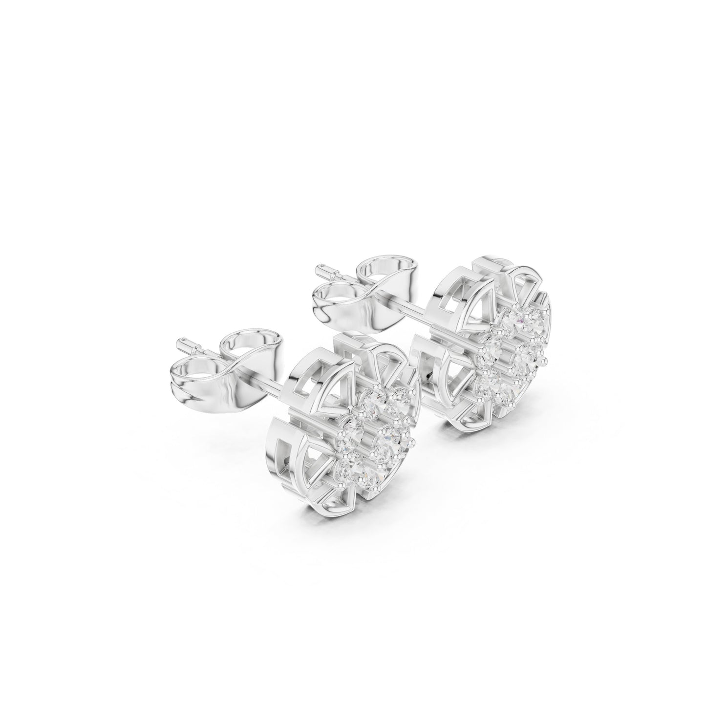 Round Cluster Lab Grown Diamond Earrings