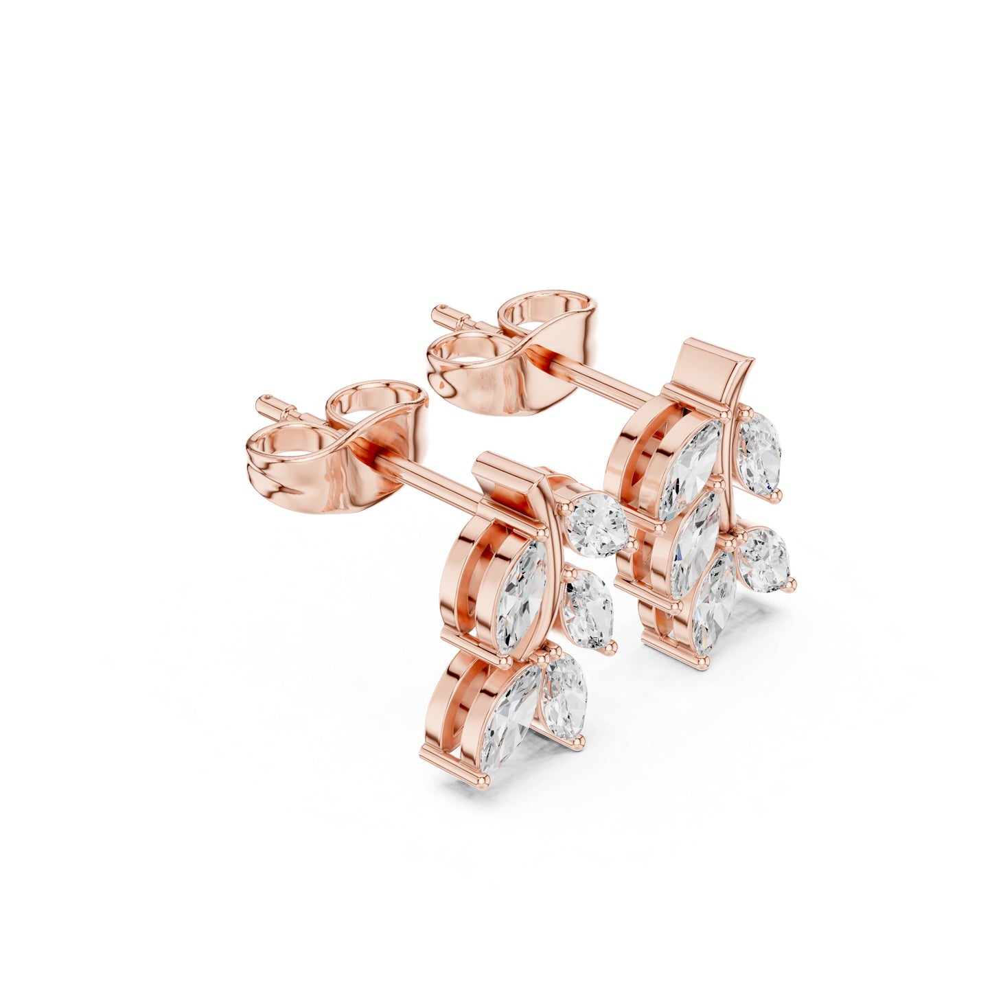 Mixed Shape Lab Grown Diamond Cluster Earrings