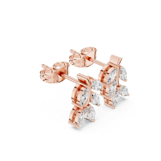 Mixed Shape Lab Grown Diamond Cluster Earrings