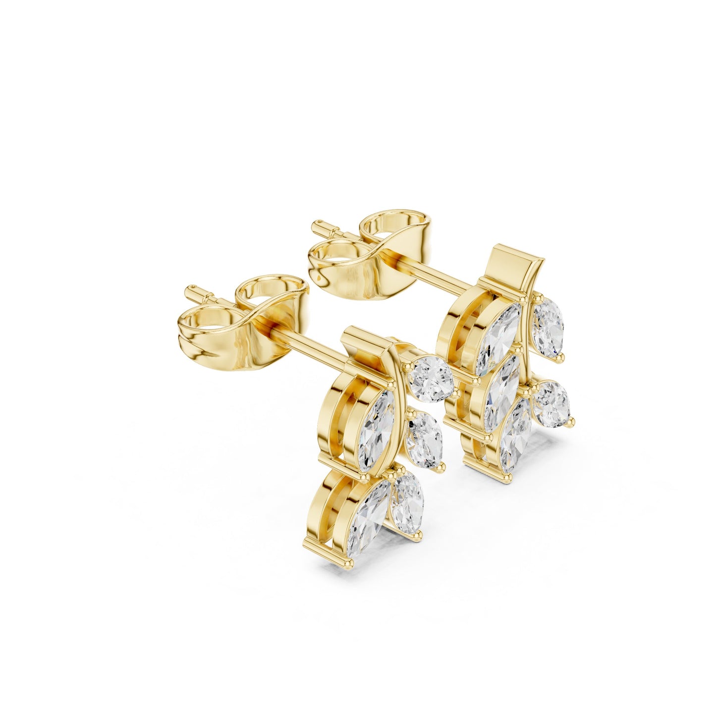 Mixed Shape Lab Grown Diamond Cluster Earrings