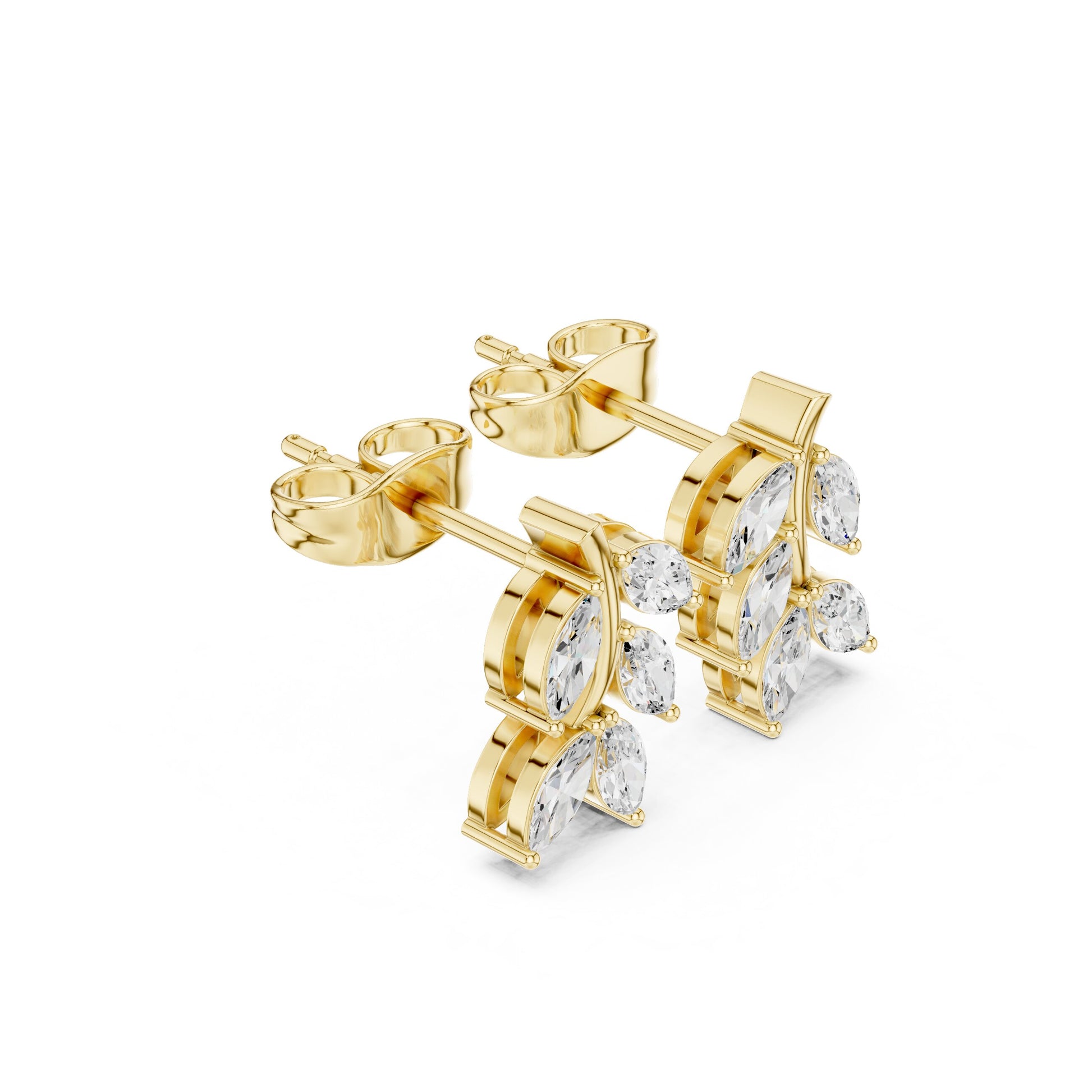 Mixed Shape Lab Grown Diamond Cluster Earrings
