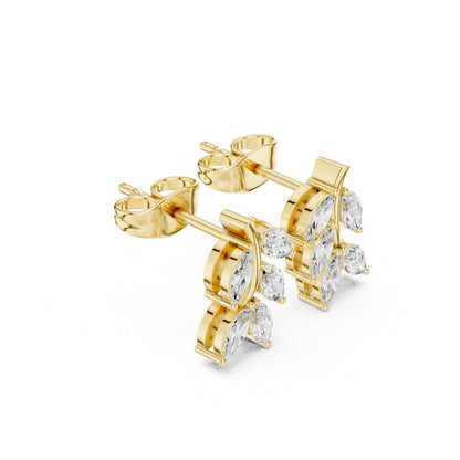 Mixed Shape Lab Grown Diamond Cluster Earrings