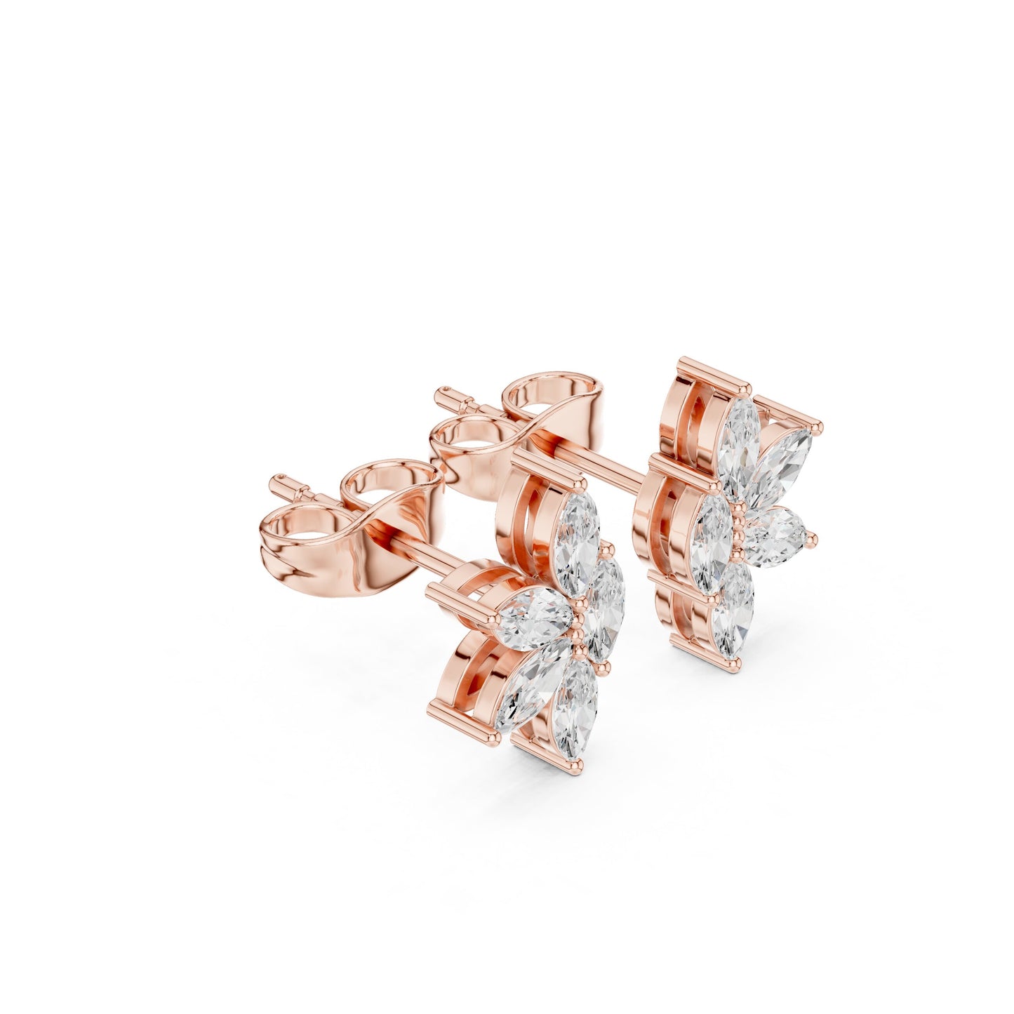 Mixed Shape Lab Grown Diamond Cluster Earrings