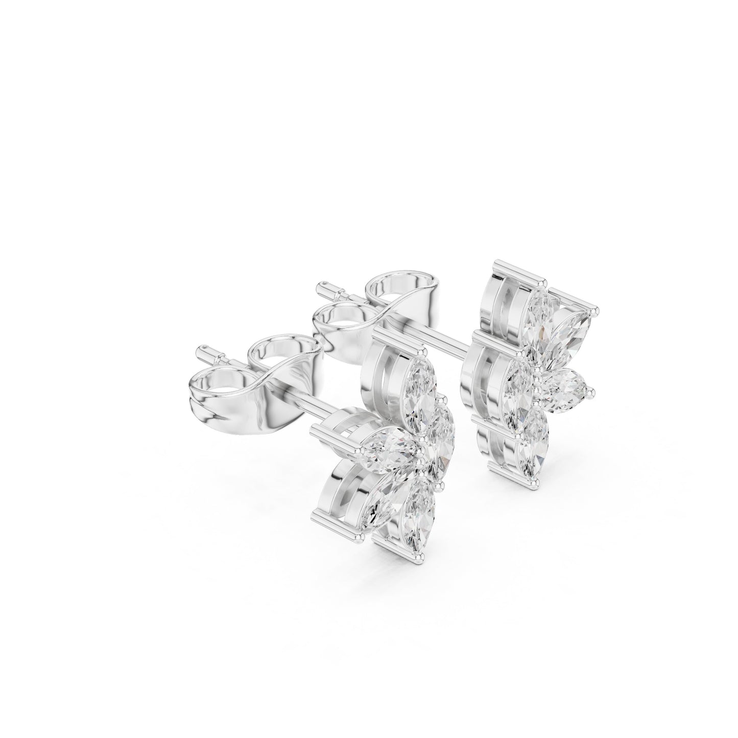 Mixed Shape Lab Grown Diamond Cluster Earrings