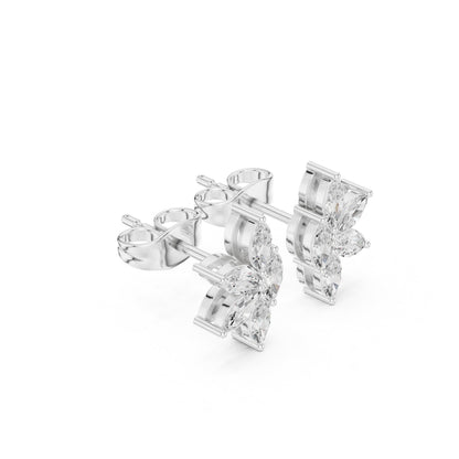 Mixed Shape Lab Grown Diamond Cluster Earrings