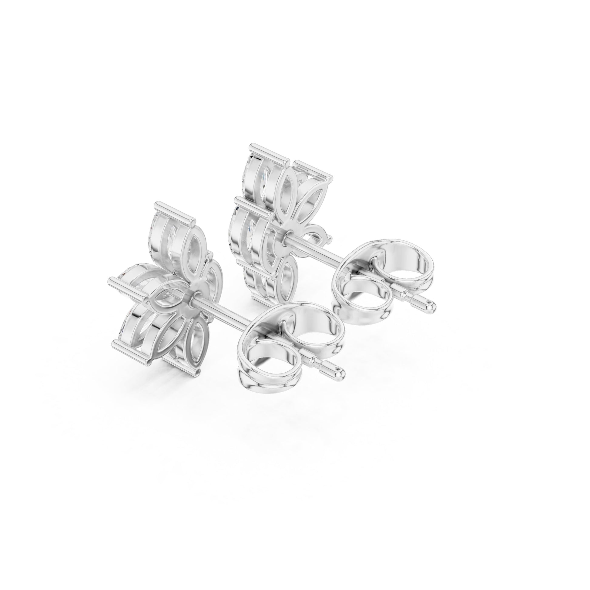 Mixed Shape Lab Grown Diamond Cluster Earrings