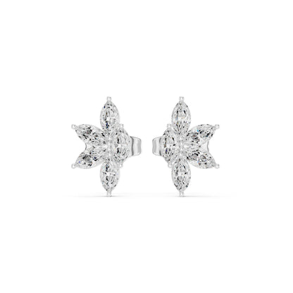 Mixed Shape Lab Grown Diamond Cluster Earrings