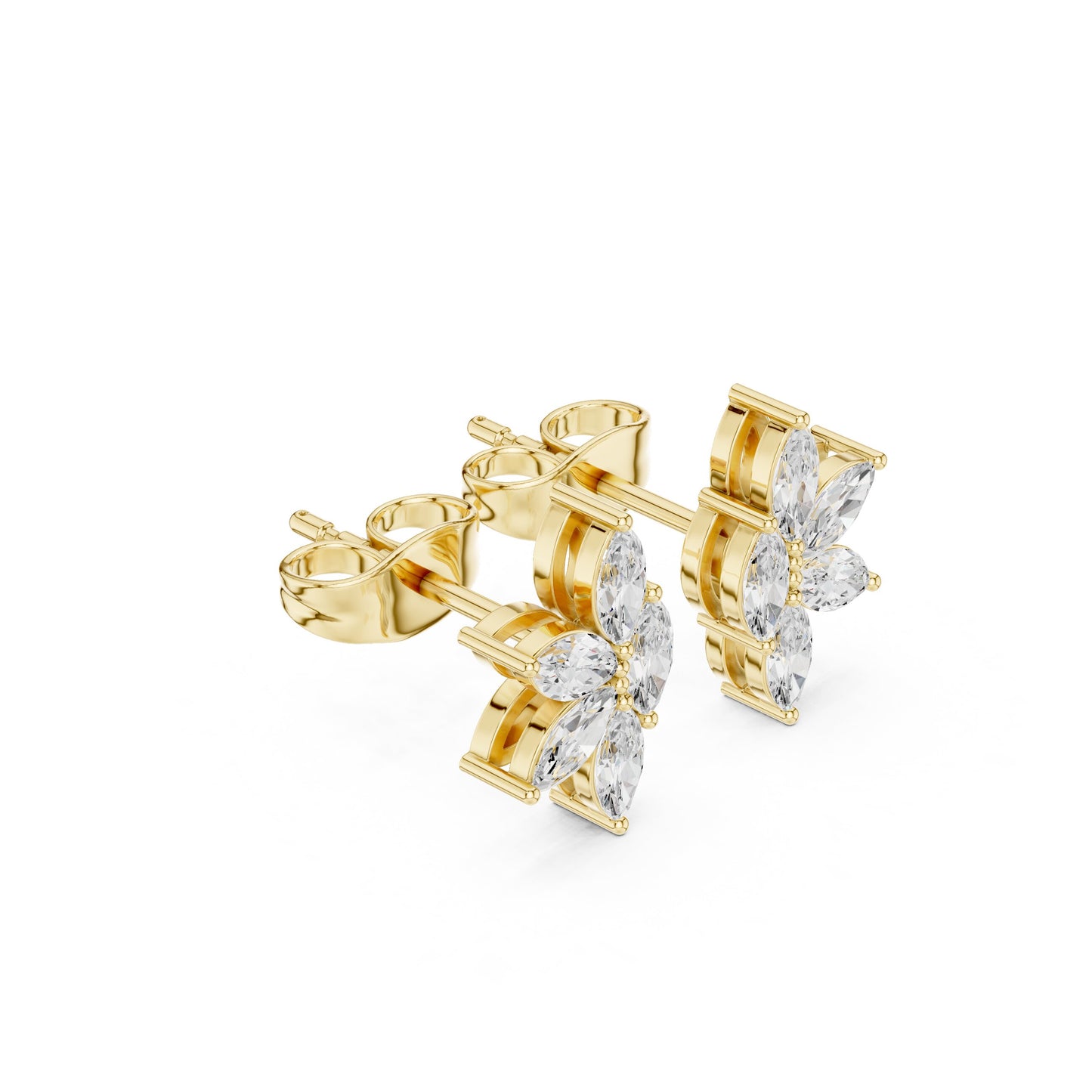 Mixed Shape Lab Grown Diamond Cluster Earrings