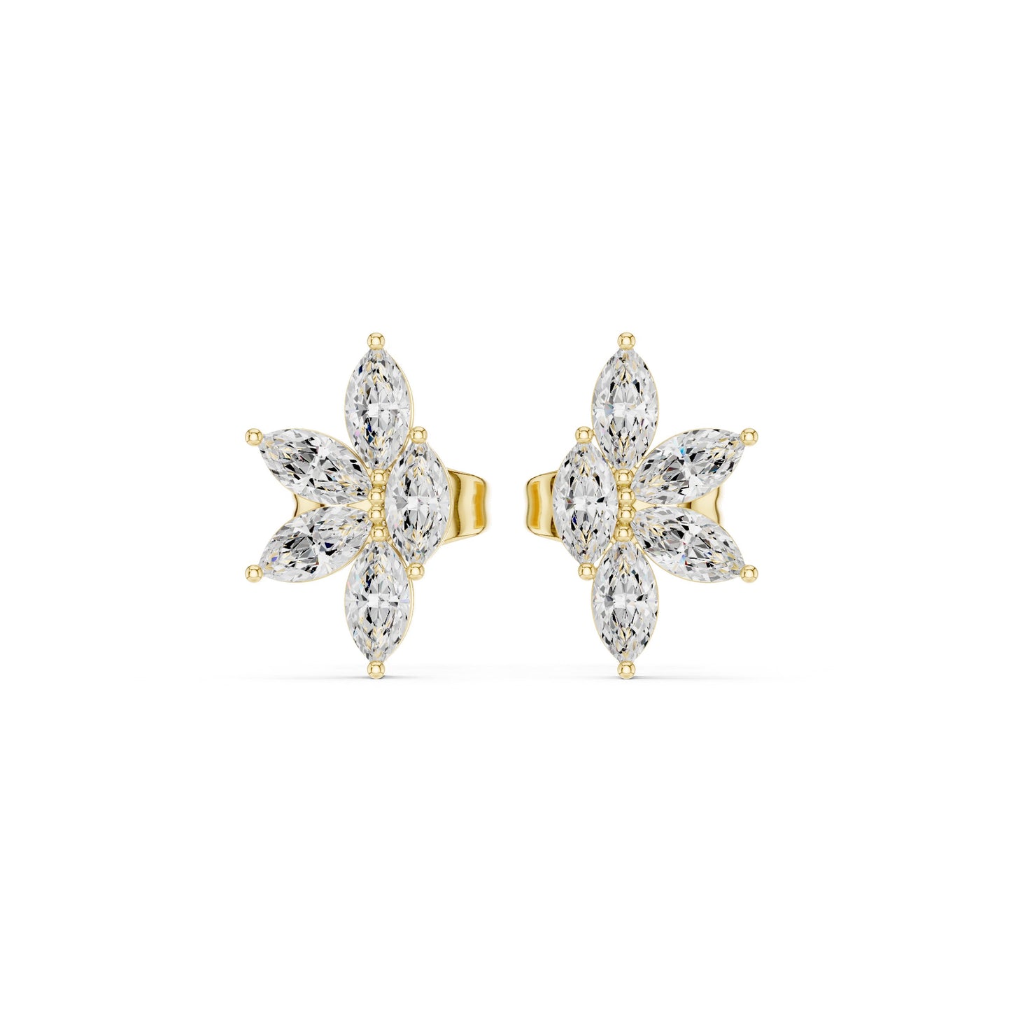 Mixed Shape Lab Grown Diamond Cluster Earrings