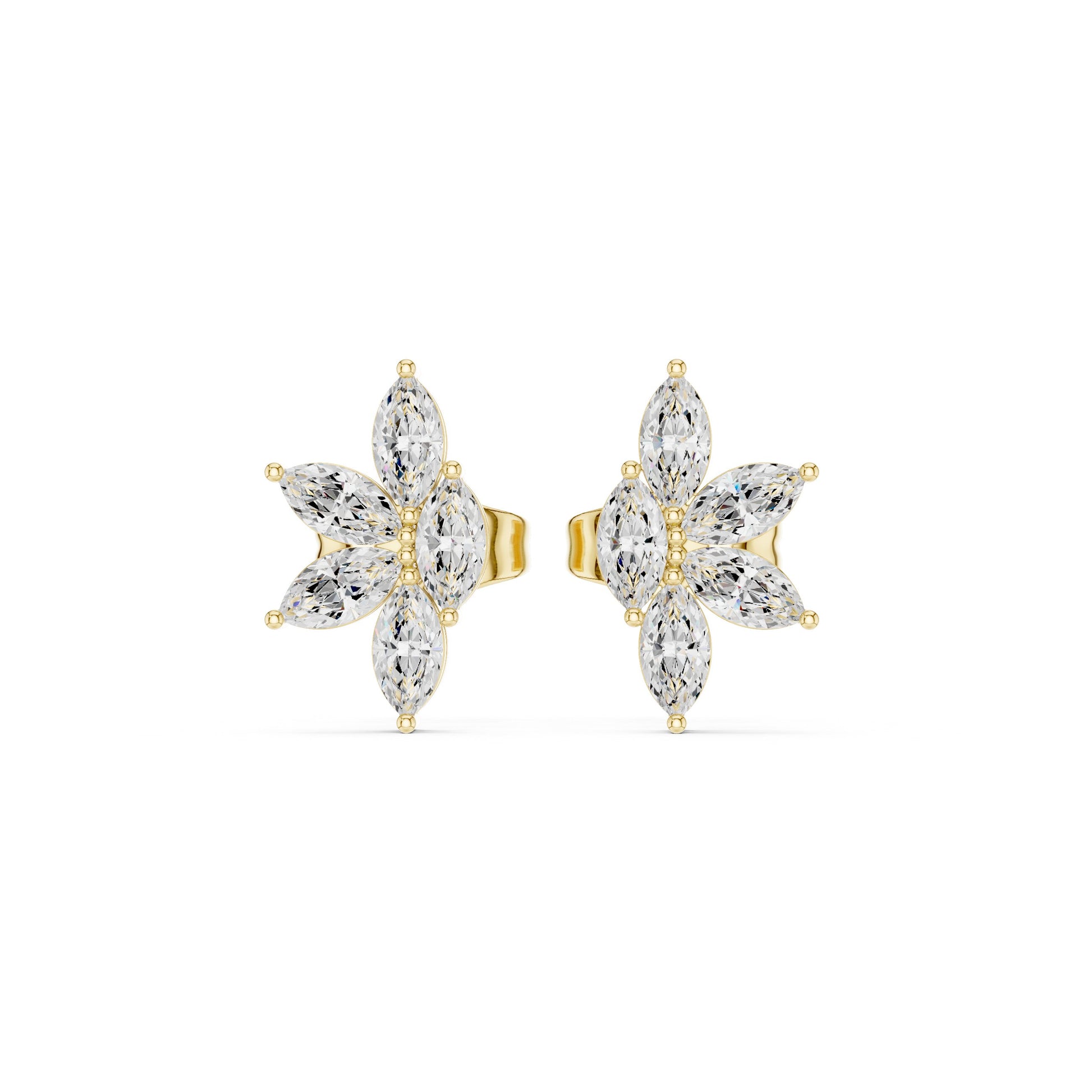 Mixed Shape Lab Grown Diamond Cluster Earrings
