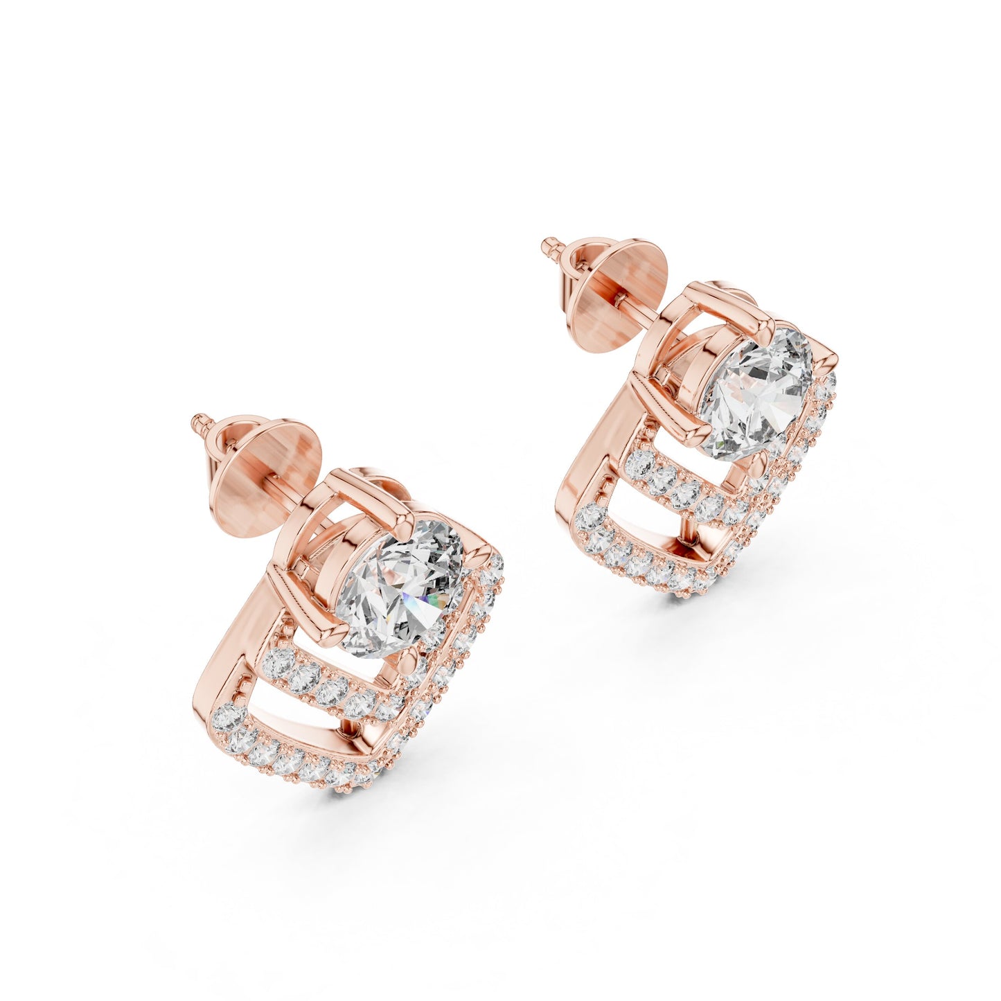 Round Stud Lab Grown Diamond Earrings
