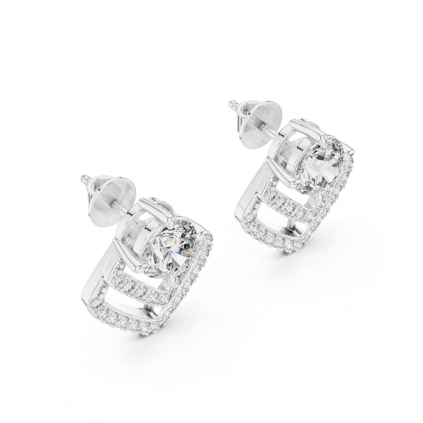 Round Stud Lab Grown Diamond Earrings
