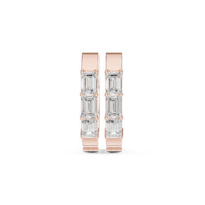 Emerald Huggie Lab Grown Diamond Earrings