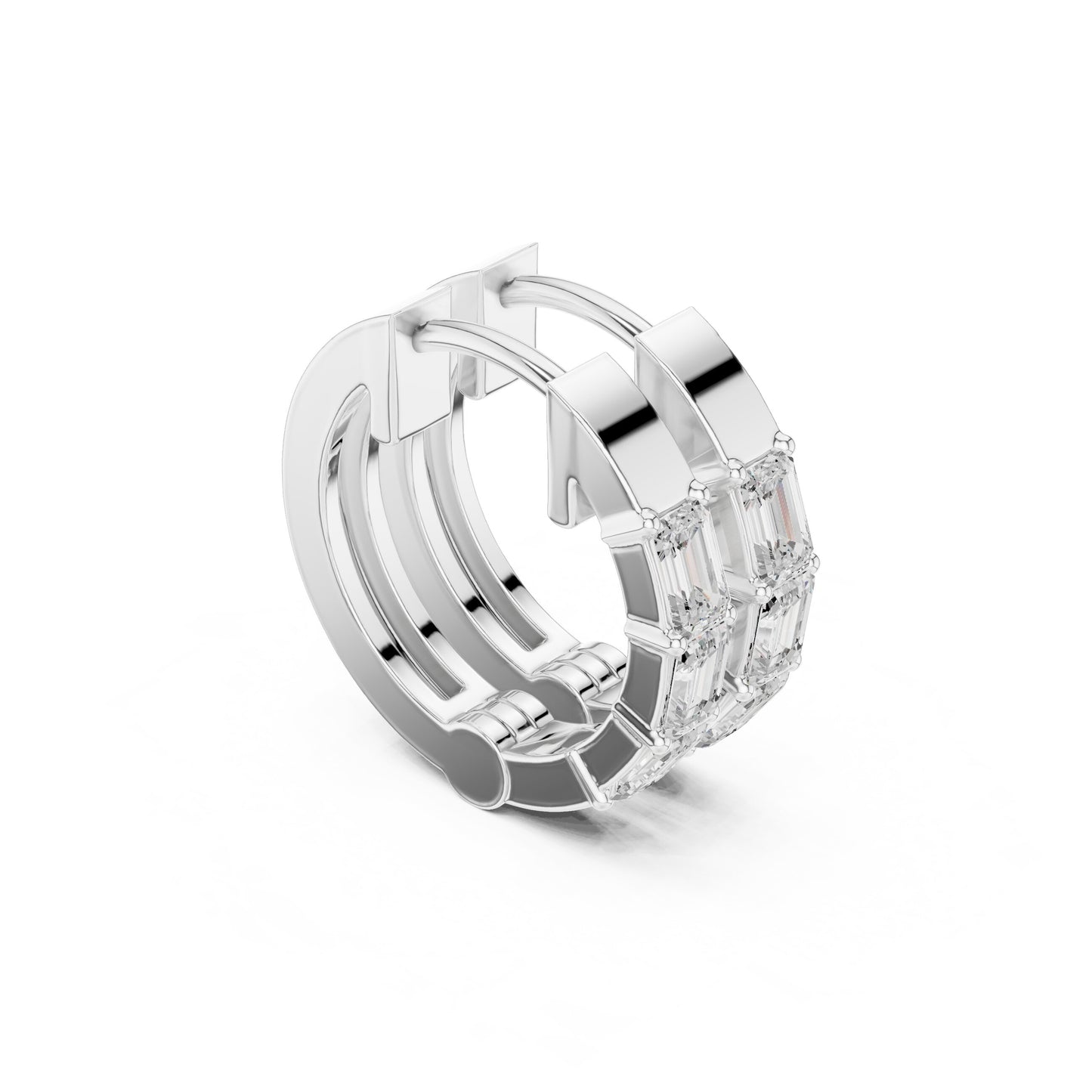 Emerald Huggie Lab Grown Diamond Earrings