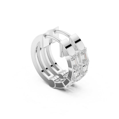 Emerald Huggie Lab Grown Diamond Earrings