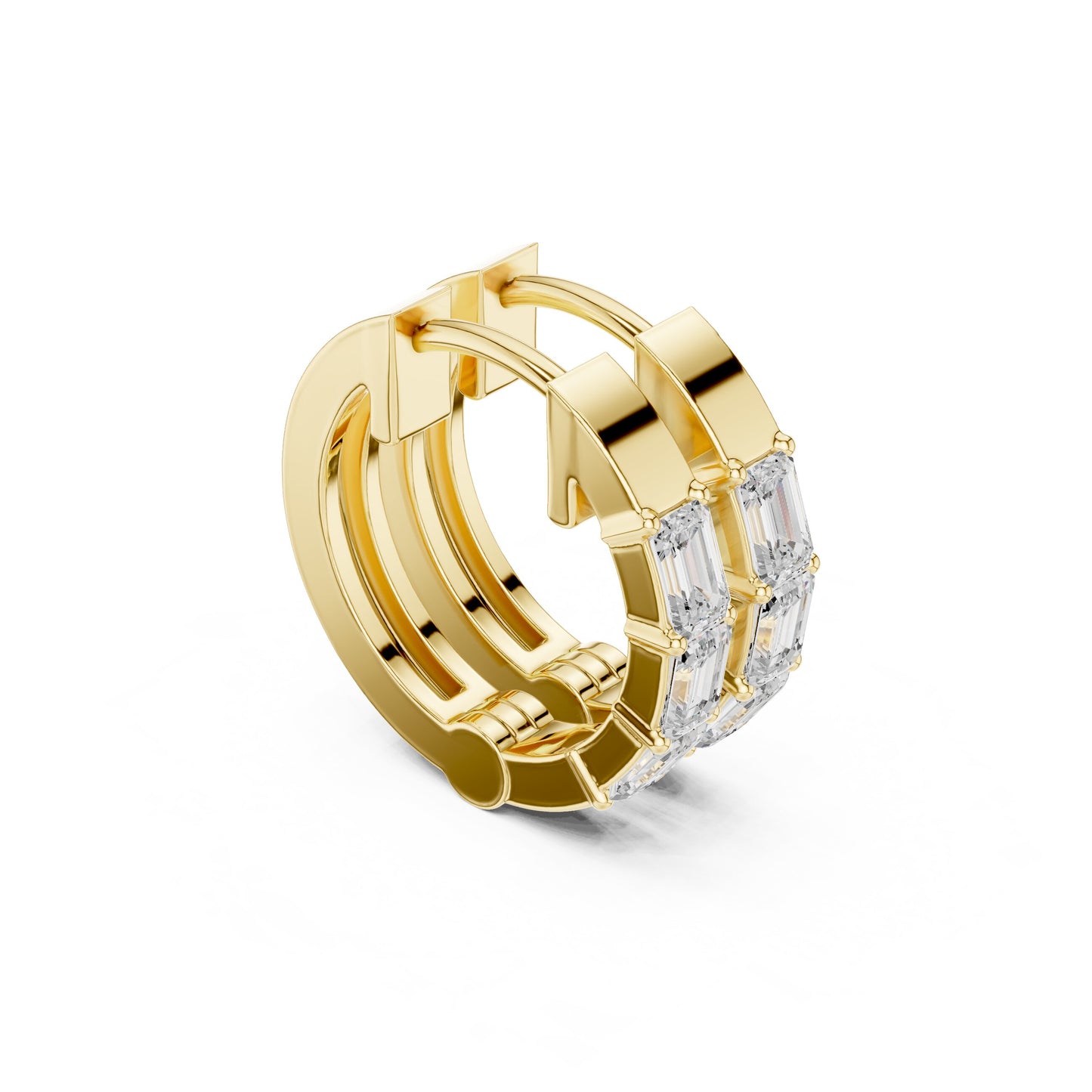 Emerald Huggie Lab Grown Diamond Earrings