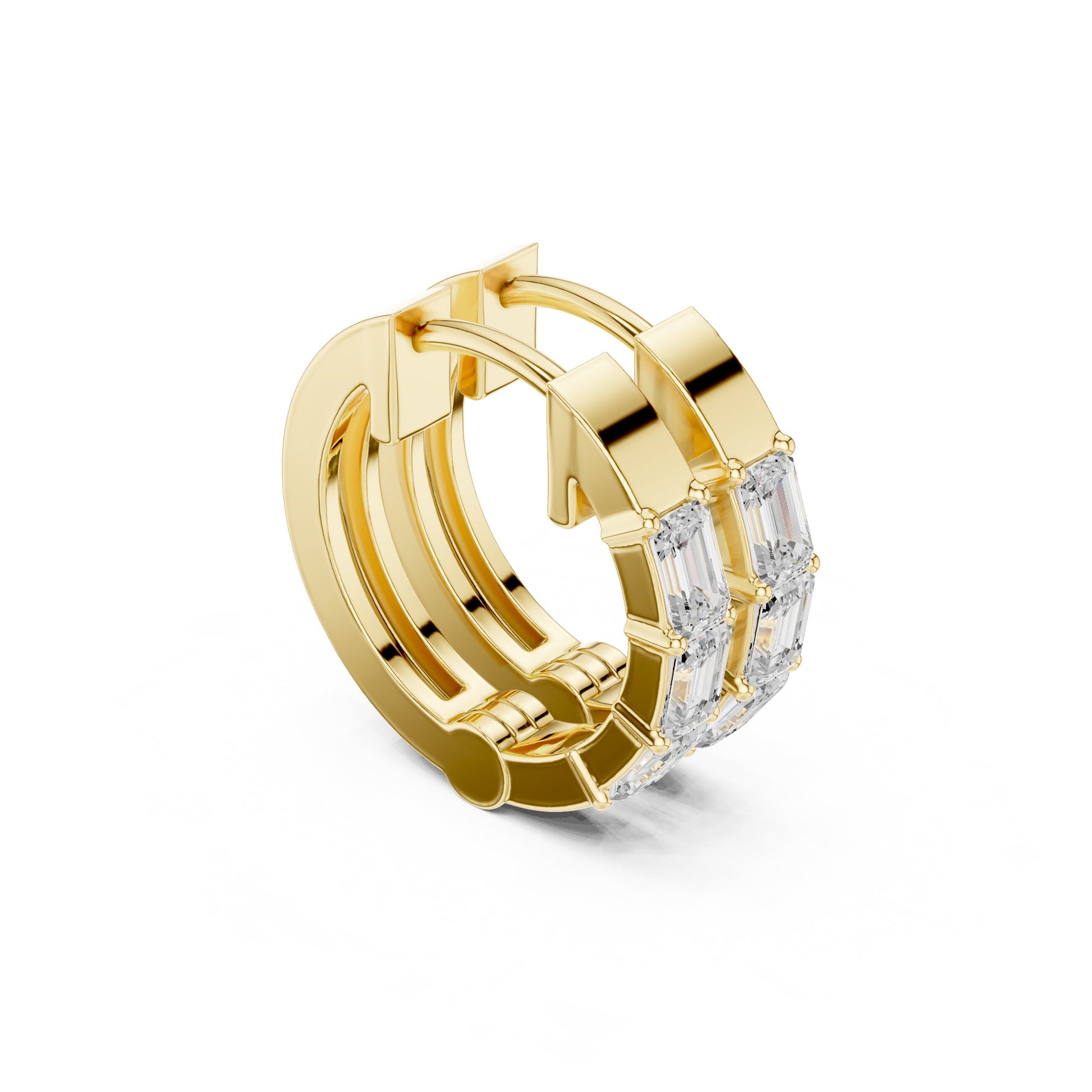 Emerald Huggie Lab Grown Diamond Earrings