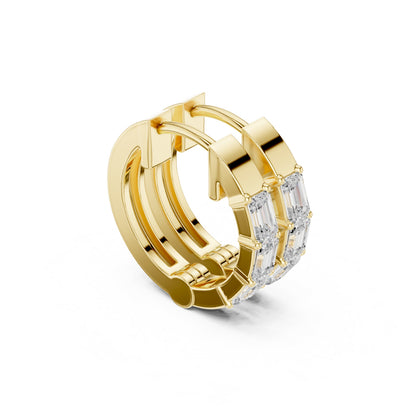 Emerald Huggie Lab Grown Diamond Earrings