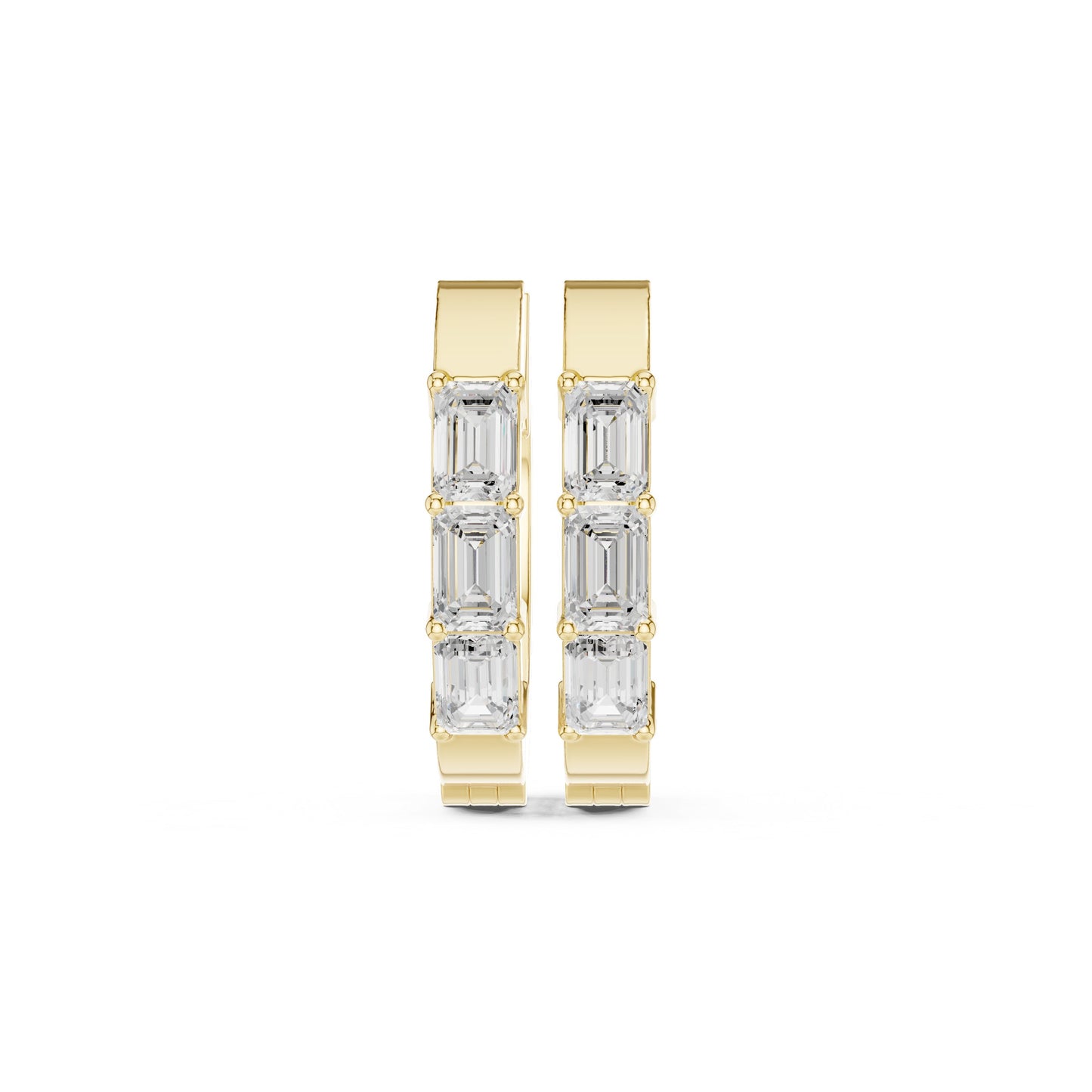 Emerald Huggie Lab Grown Diamond Earrings
