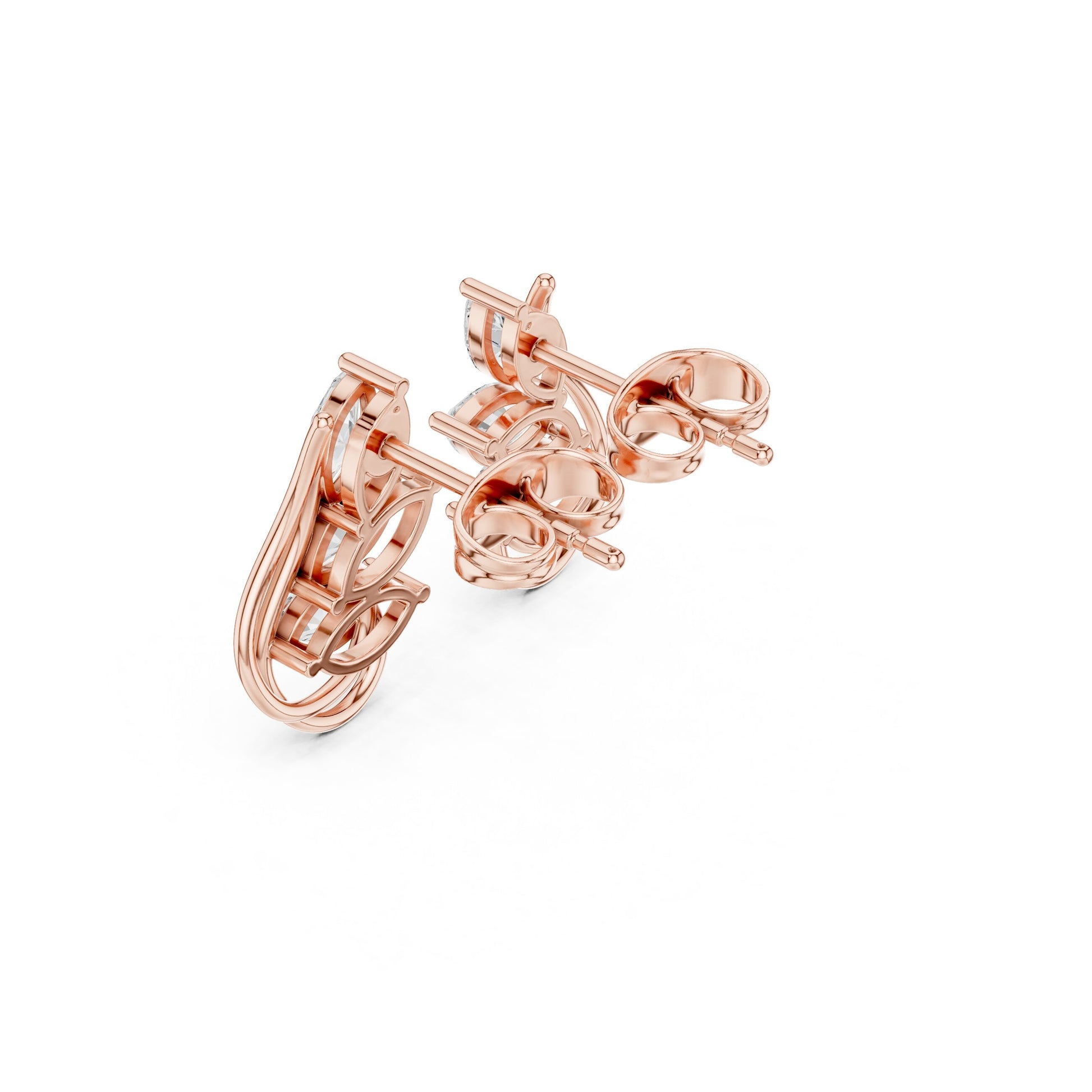 Mixed Shape Lab Grown Diamond Climber Earrings