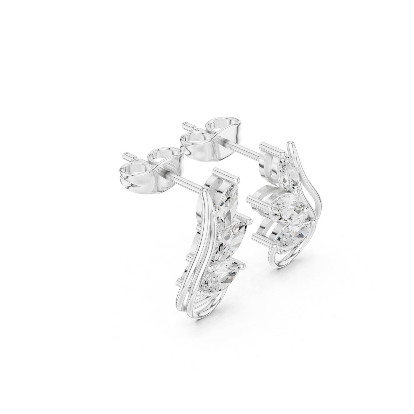 Mixed Shape Lab Grown Diamond Climber Earrings
