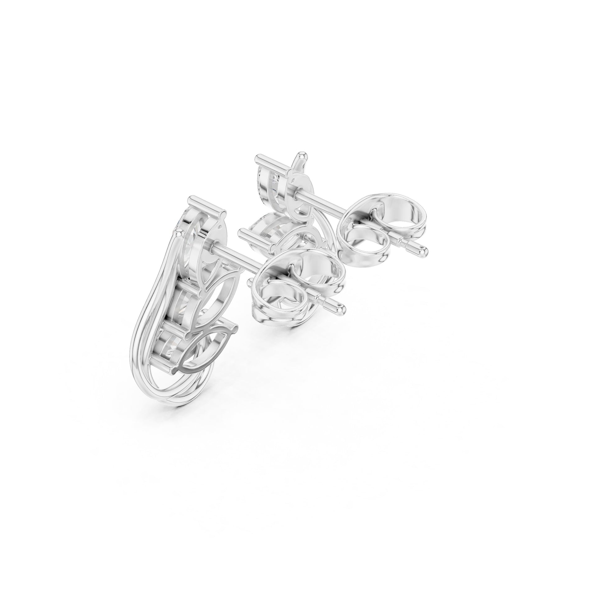 Mixed Shape Lab Grown Diamond Climber Earrings