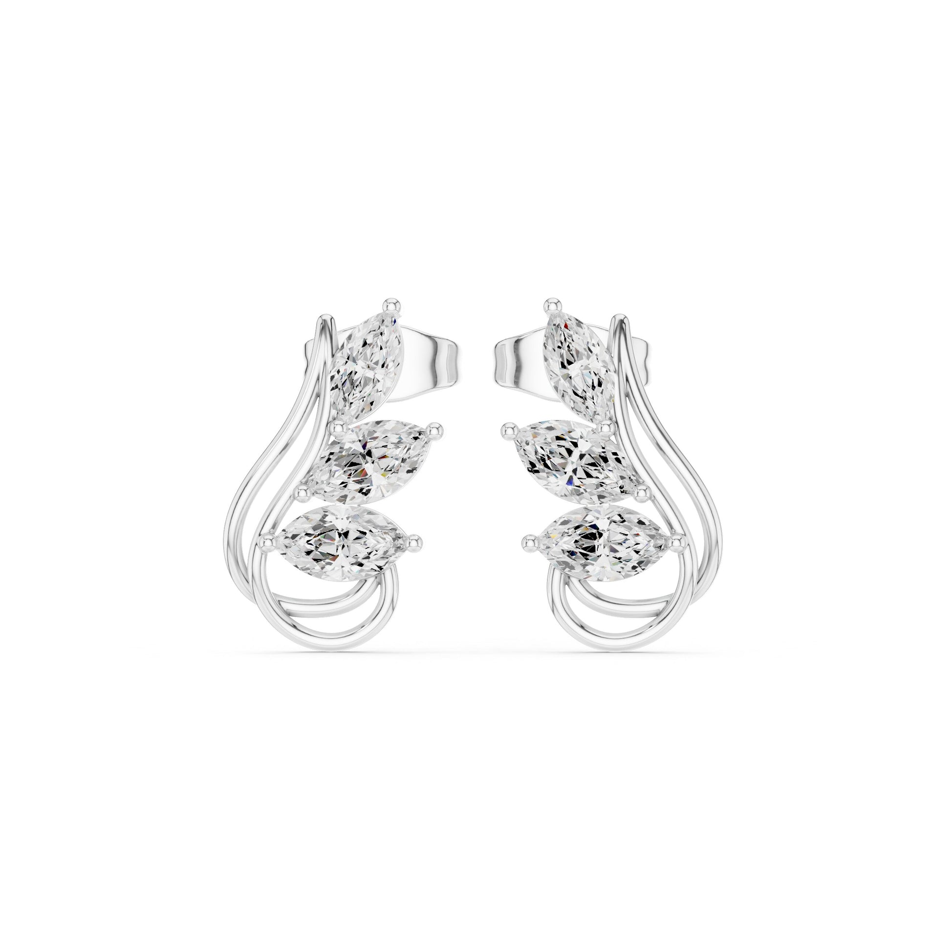 Mixed Shape Lab Grown Diamond Climber Earrings