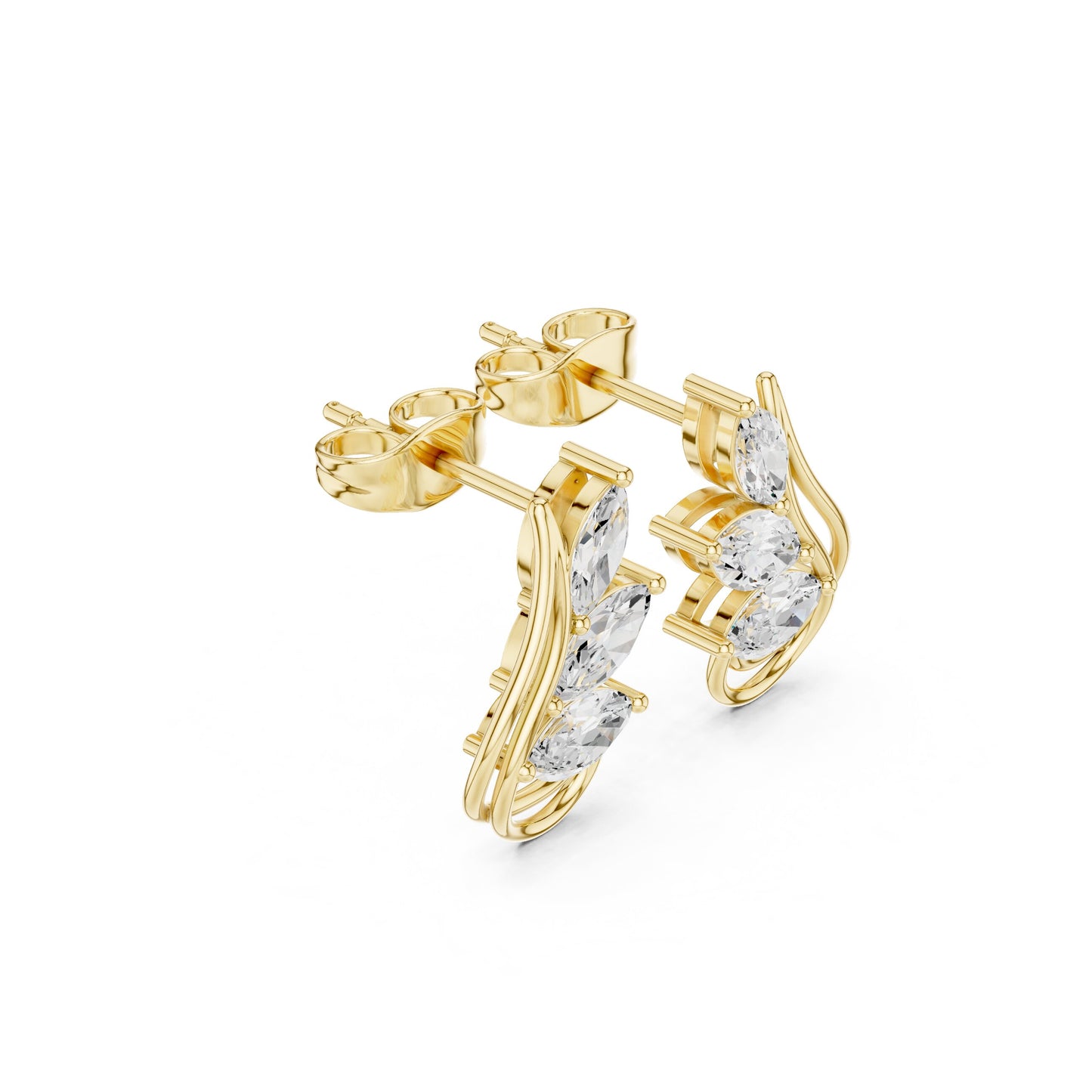 Mixed Shape Lab Grown Diamond Climber Earrings