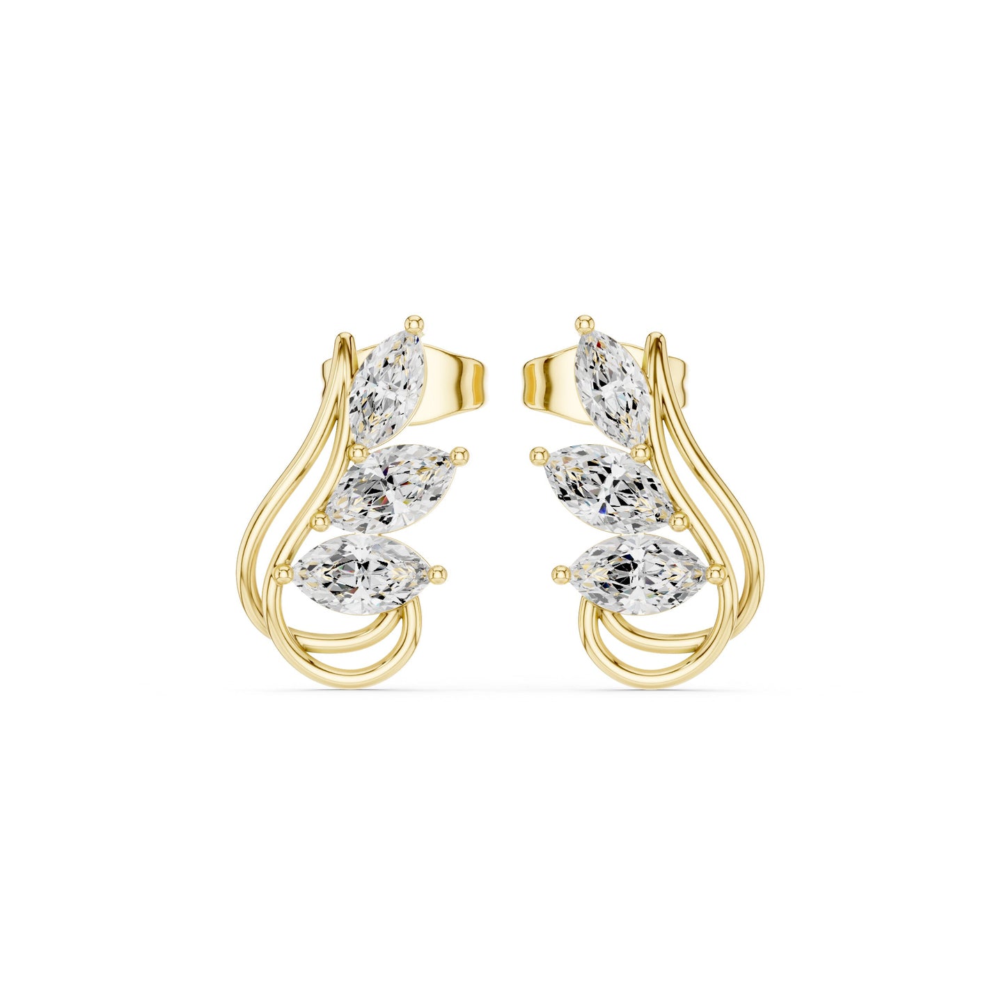 Mixed Shape Lab Grown Diamond Climber Earrings