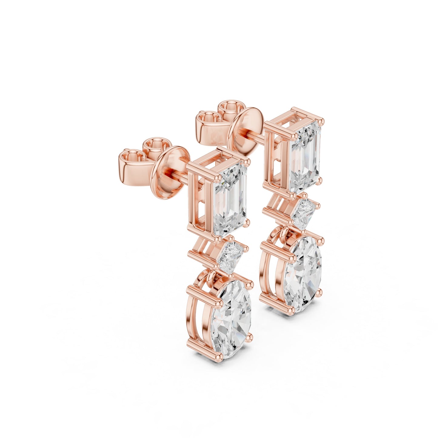 Mixed Shape Lab Grown Diamond Dangle Earrings