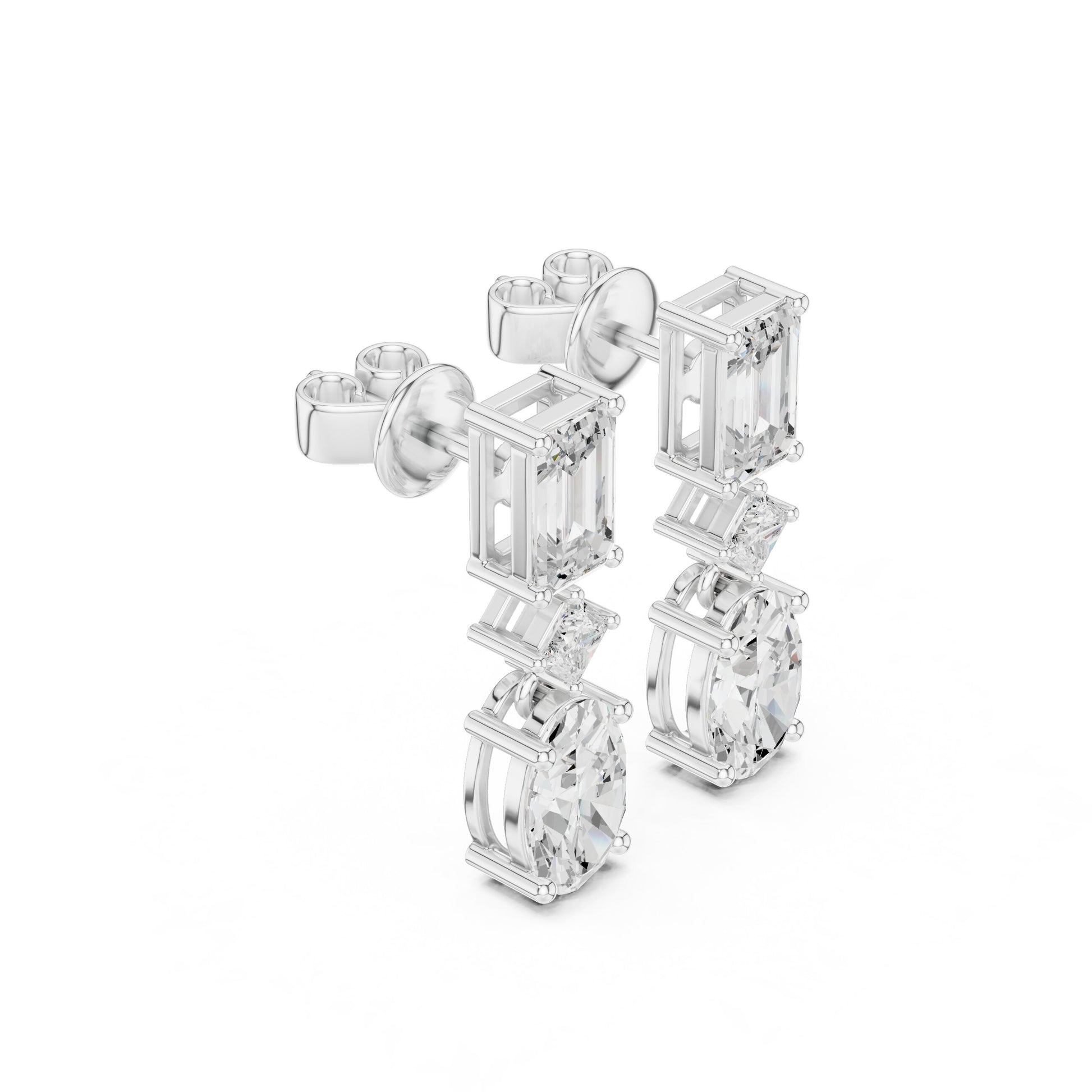 Mixed Shape Lab Grown Diamond Dangle Earrings