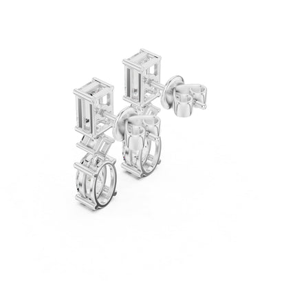 Mixed Shape Lab Grown Diamond Dangle Earrings