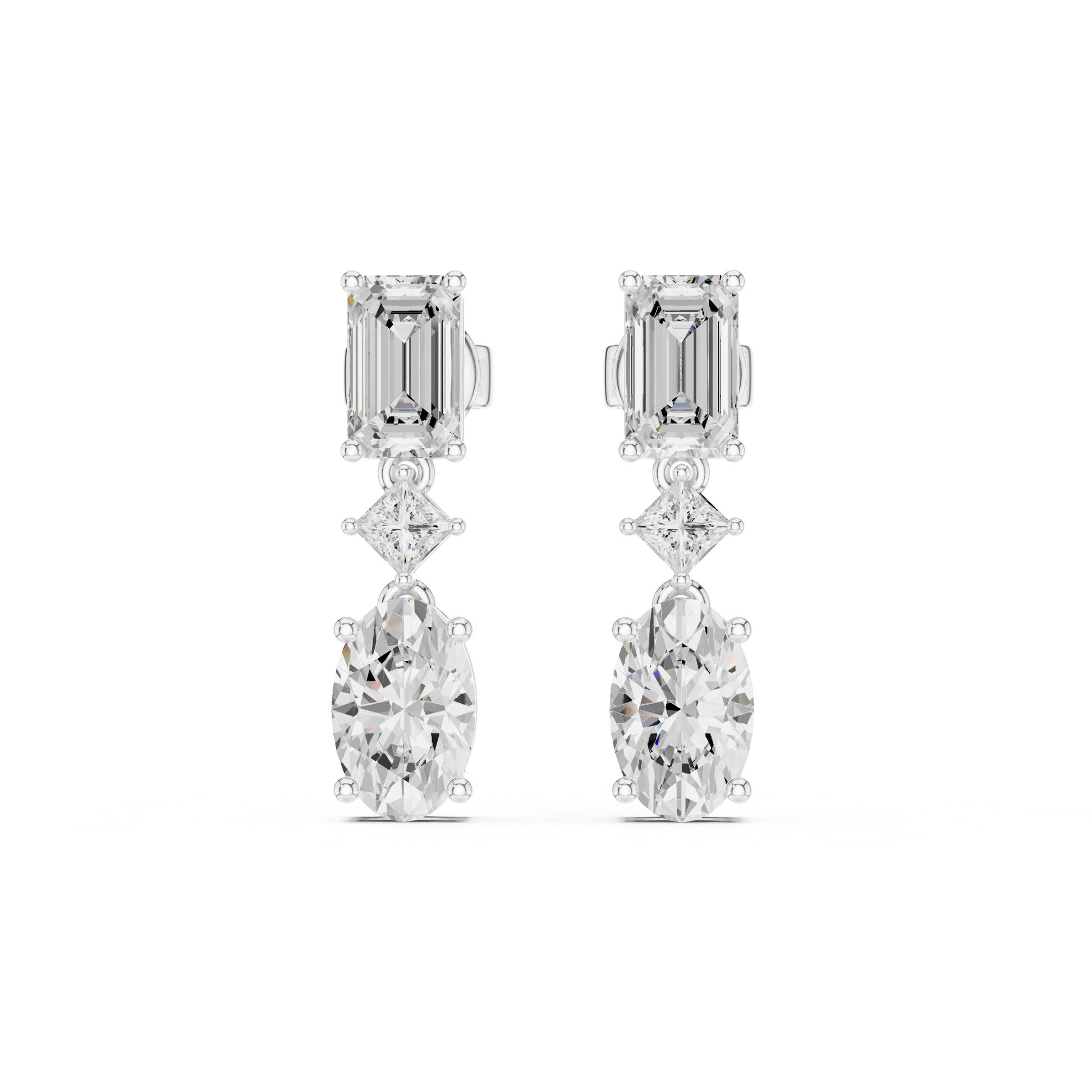 Mixed Shape Lab Grown Diamond Dangle Earrings