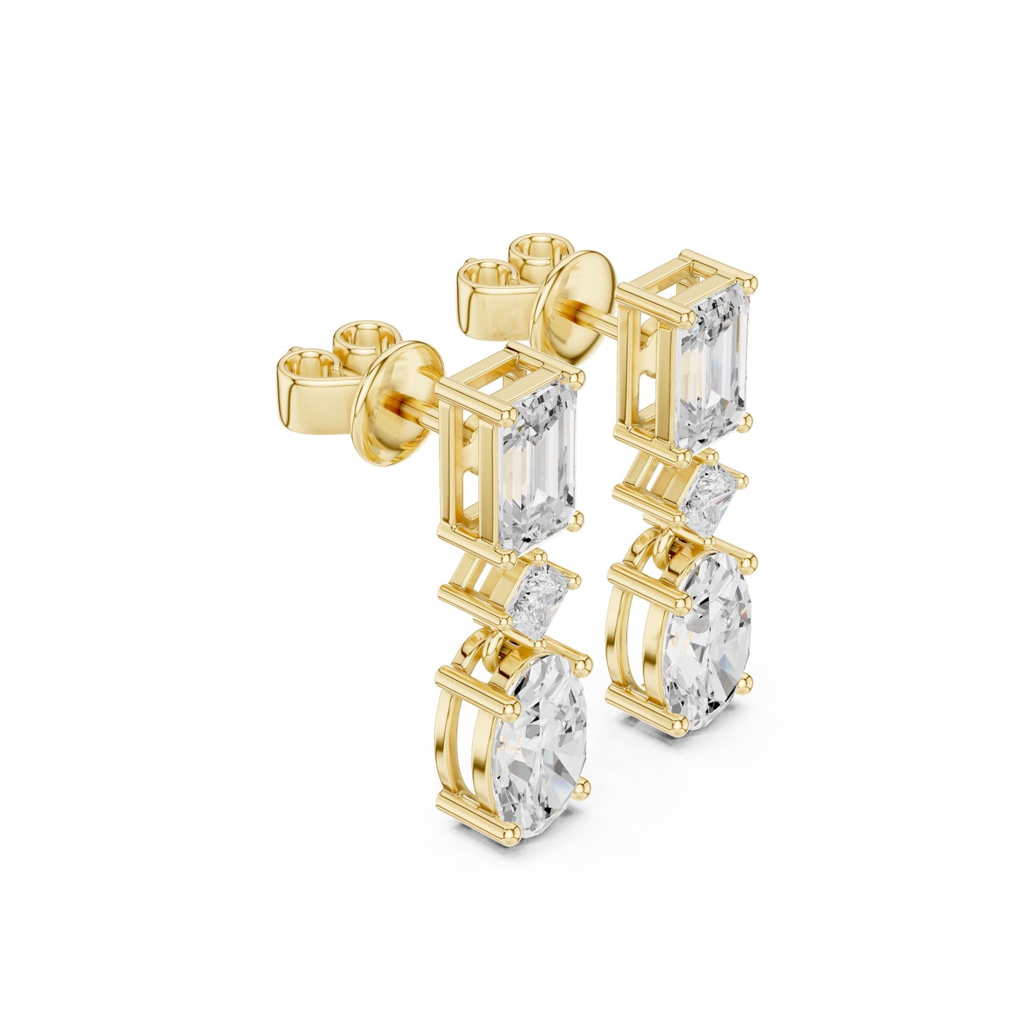 Mixed Shape Lab Grown Diamond Dangle Earrings