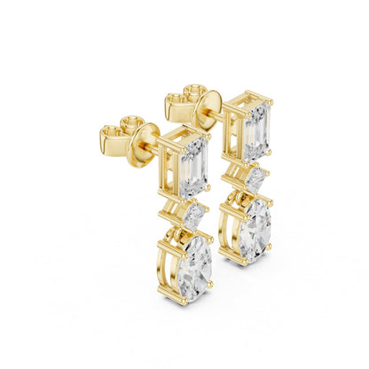 Mixed Shape Lab Grown Diamond Dangle Earrings