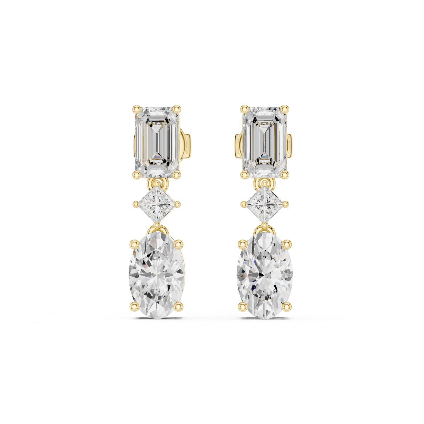 Mixed Shape Lab Grown Diamond Dangle Earrings