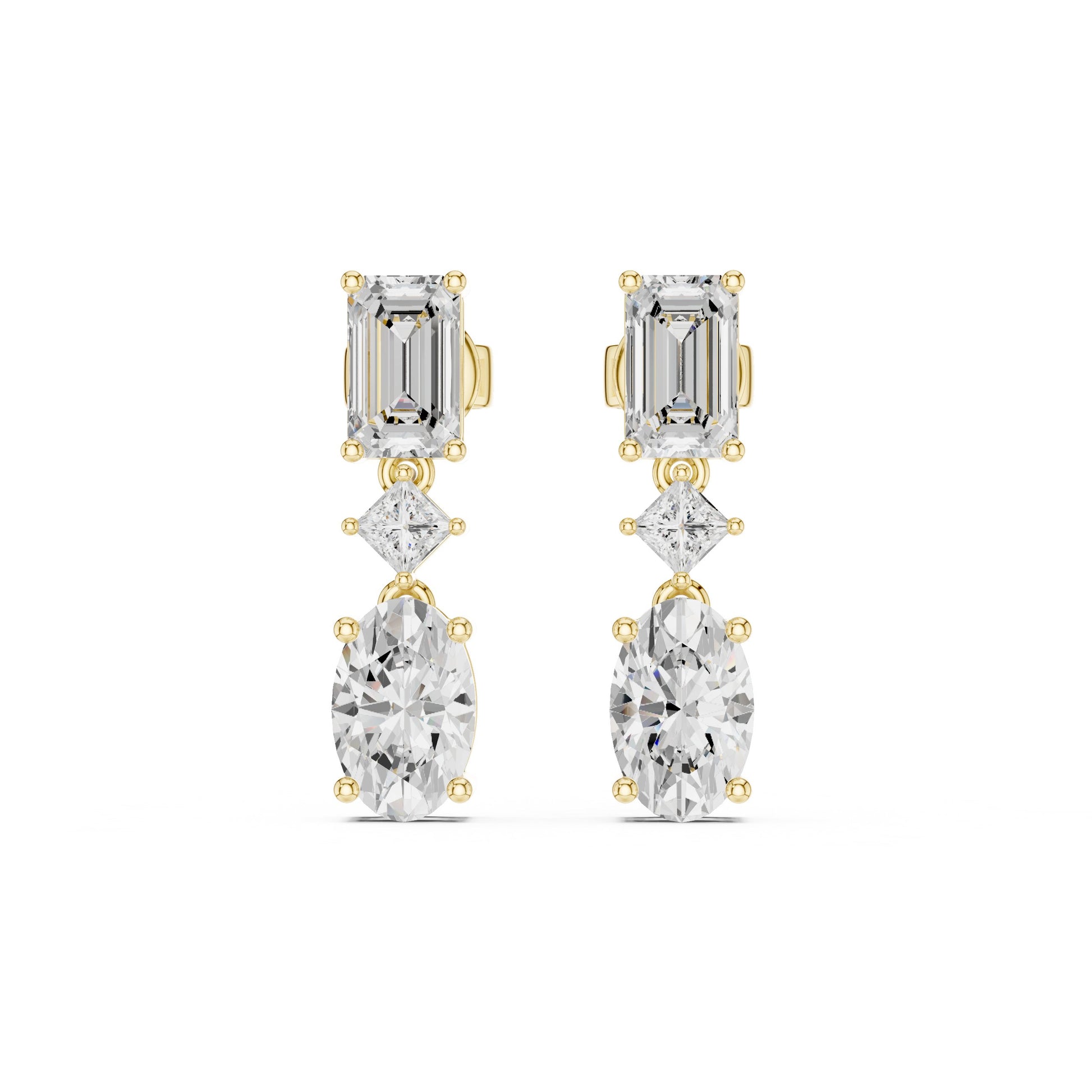Mixed Shape Lab Grown Diamond Dangle Earrings
