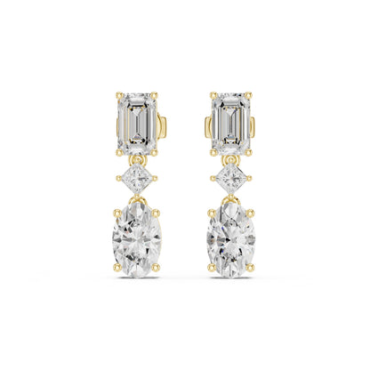 Mixed Shape Lab Grown Diamond Dangle Earrings