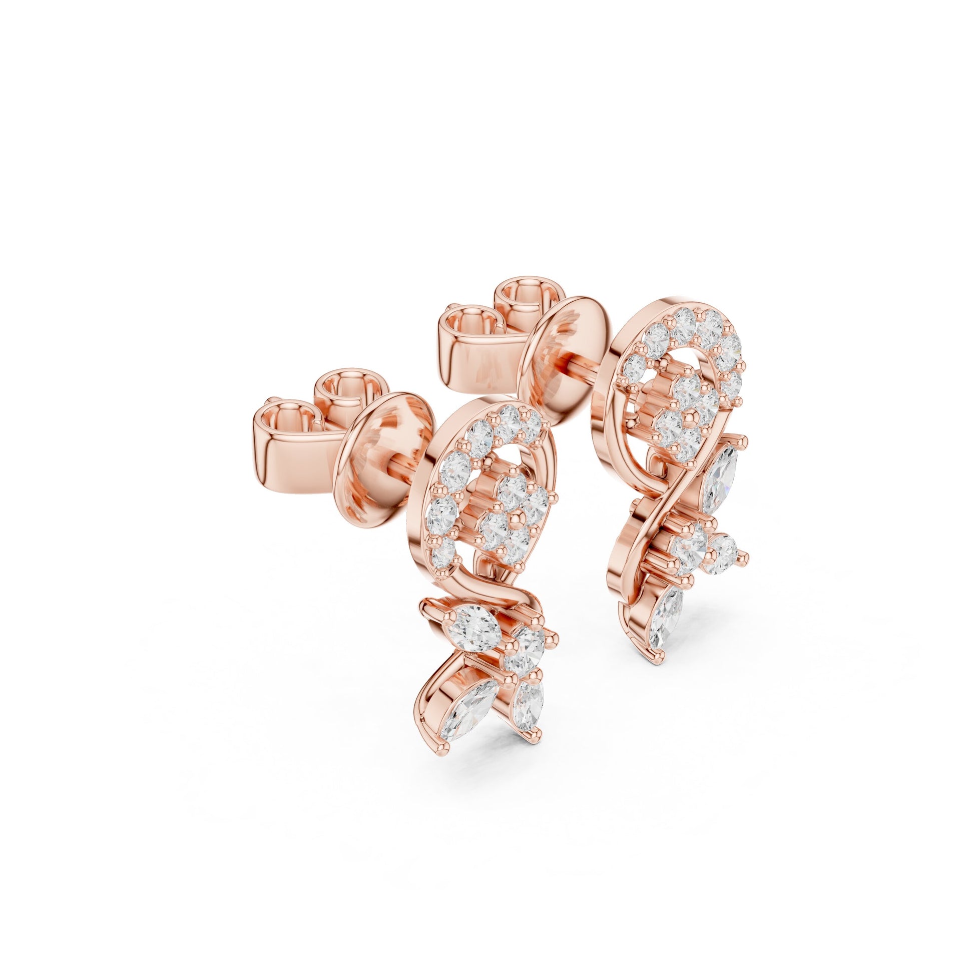 Mixed Shape Lab Grown Diamond Climber Earrings