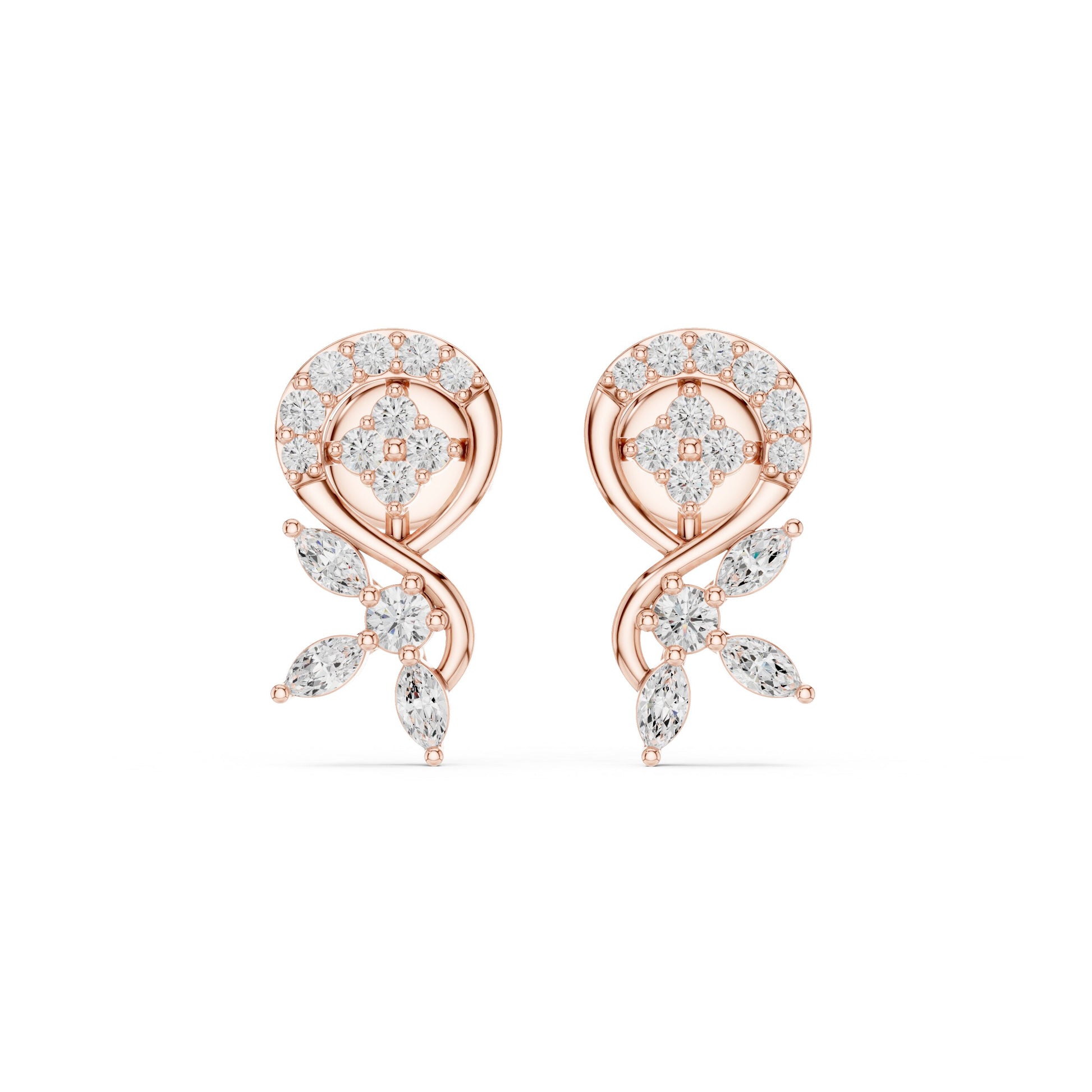 Mixed Shape Lab Grown Diamond Climber Earrings