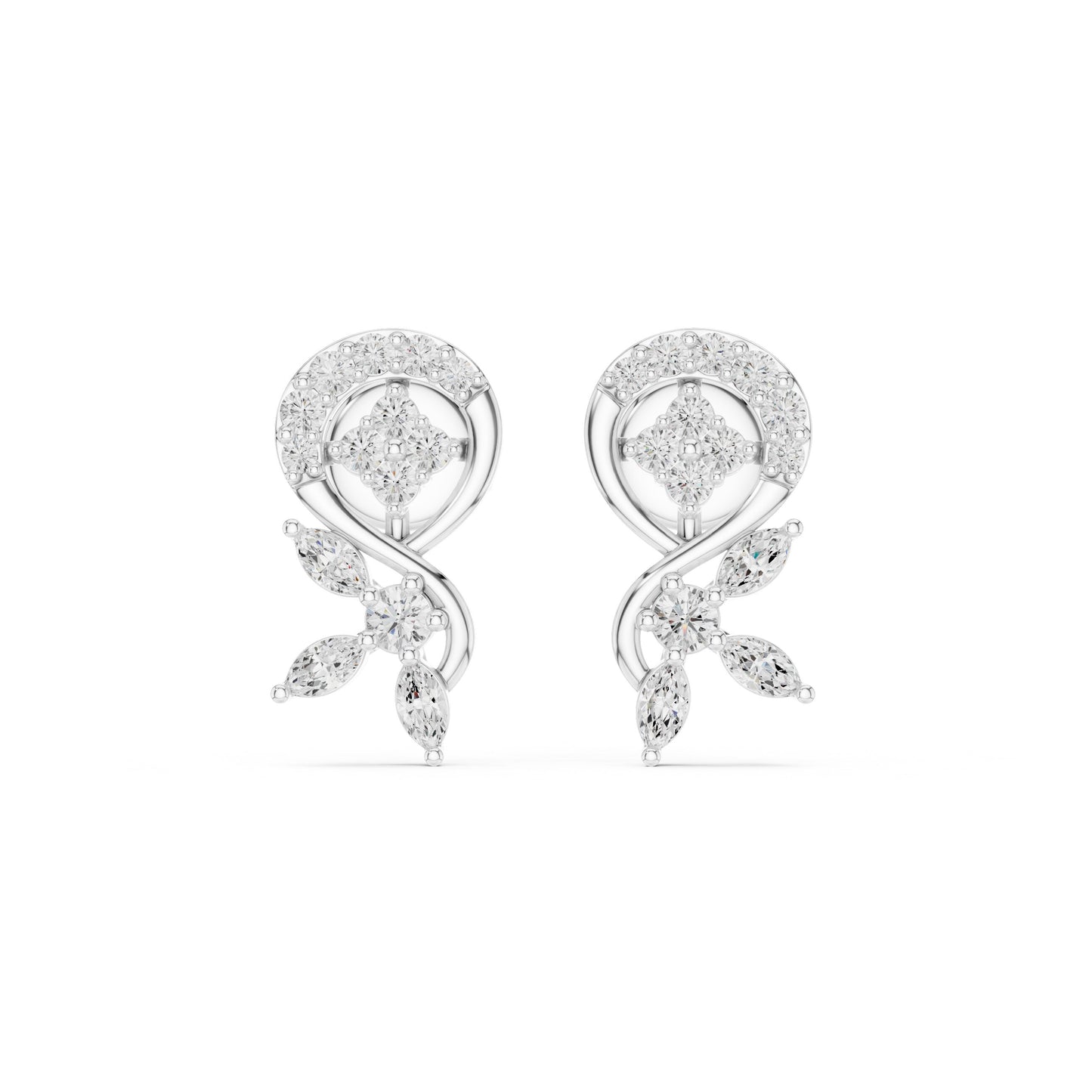 Mixed Shape Lab Grown Diamond Climber Earrings