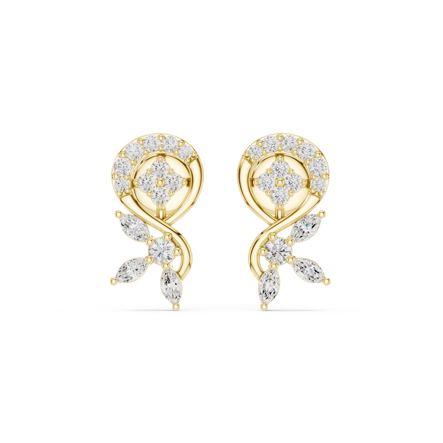 Mixed Shape Lab Grown Diamond Climber Earrings