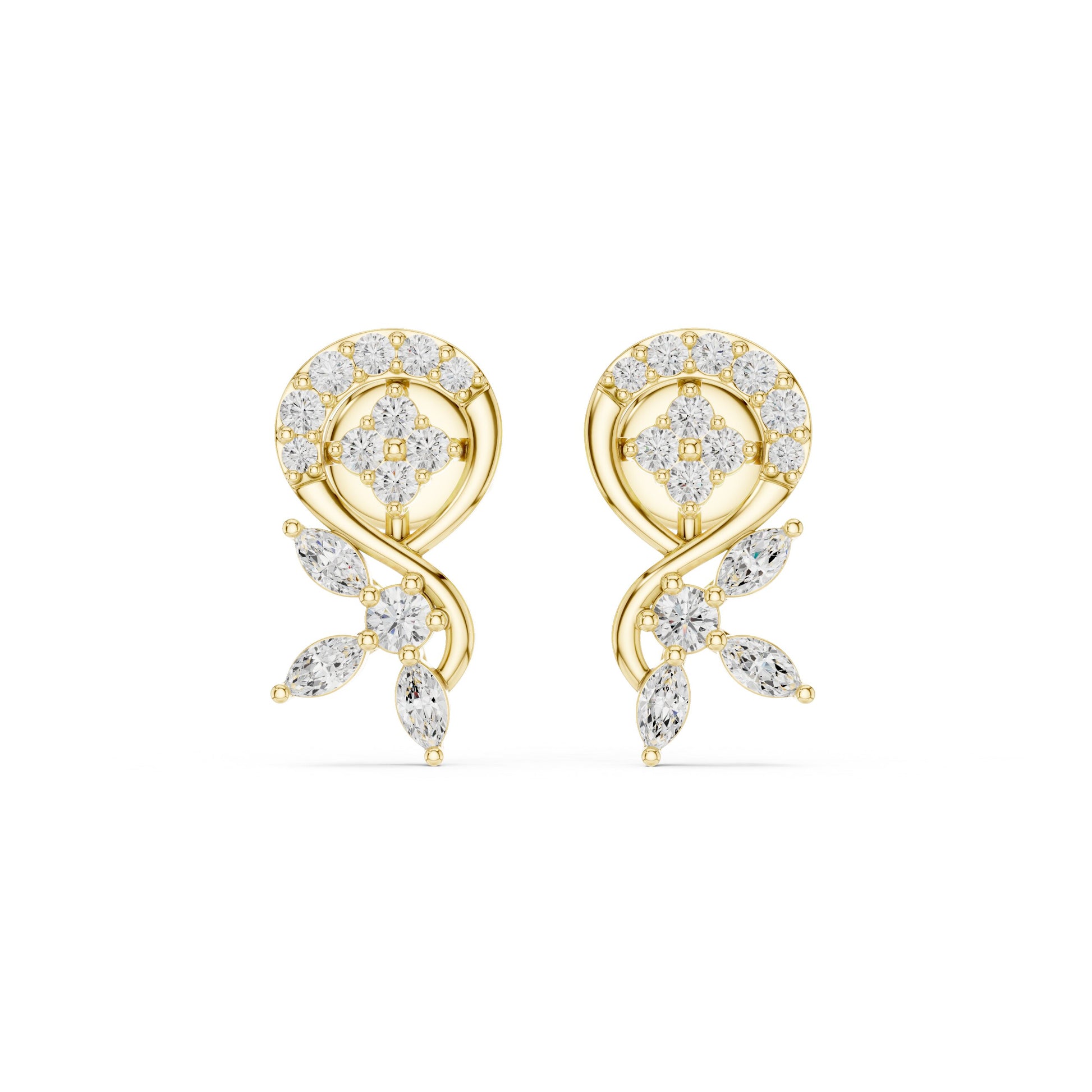 Mixed Shape Lab Grown Diamond Climber Earrings