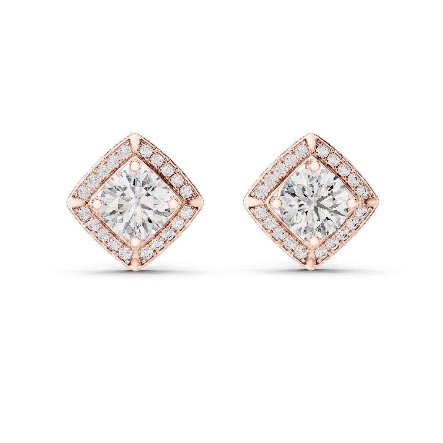Round Stud Lab Grown Diamond Earrings